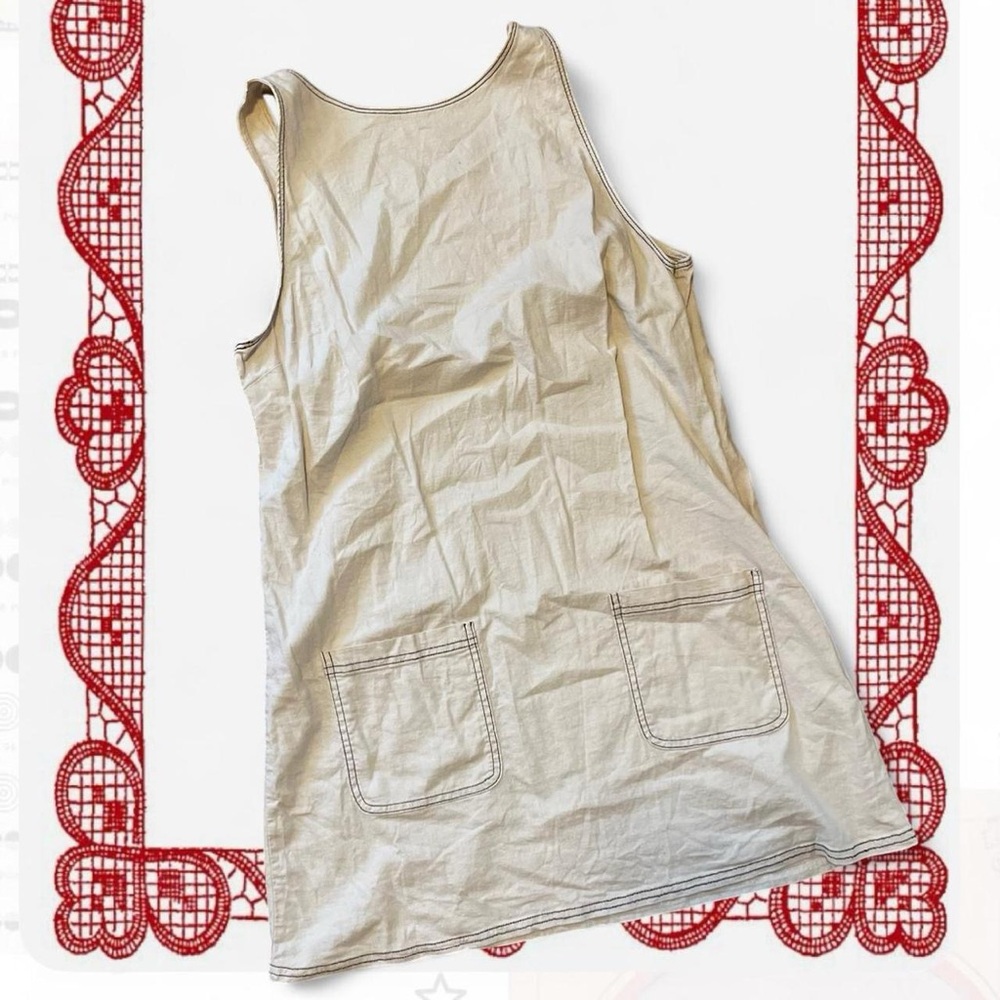 Cream backless pocket contrast stitch mini dress